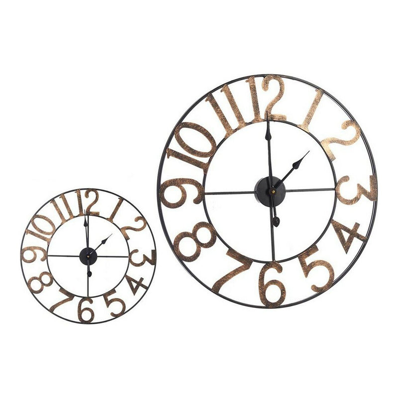 Wall Clock Black Golden Metal (60 x 4,5 x 60 cm) - Dazzling Décor Store